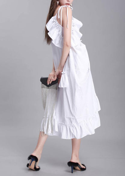 Simple White Cotton Dress Sleeveless Daily Summer Dresses