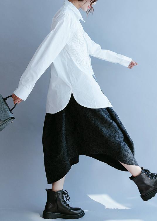 Simple White Clothes for Lapel Hollow Out Tops
