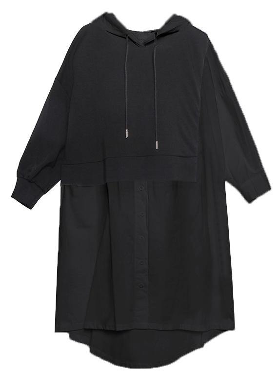 Simple White Clothes Hooded Patchwork Dresses