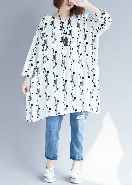 Simple White Linen Dresses Cotton Batwing Sleeve Dresses Summer Dresses