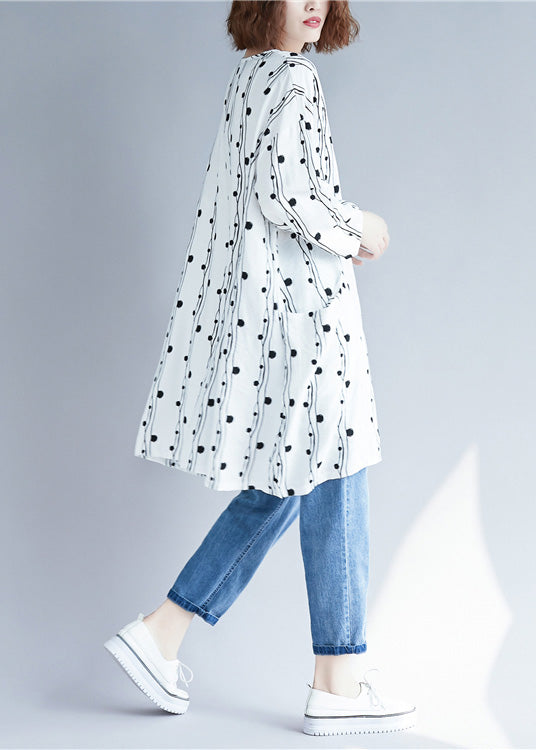 Simple White Linen Dresses Cotton Batwing Sleeve Dresses Summer Dresses