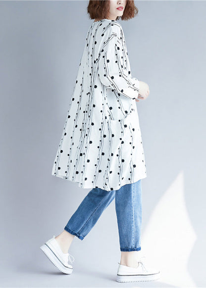 Simple White Linen Dresses Cotton Batwing Sleeve Dresses Summer Dresses