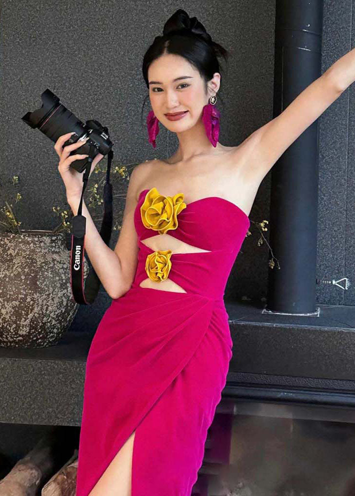 Slim Fit Black Side Open Patchwork Cotton Dresses Vestidos Sleeveless