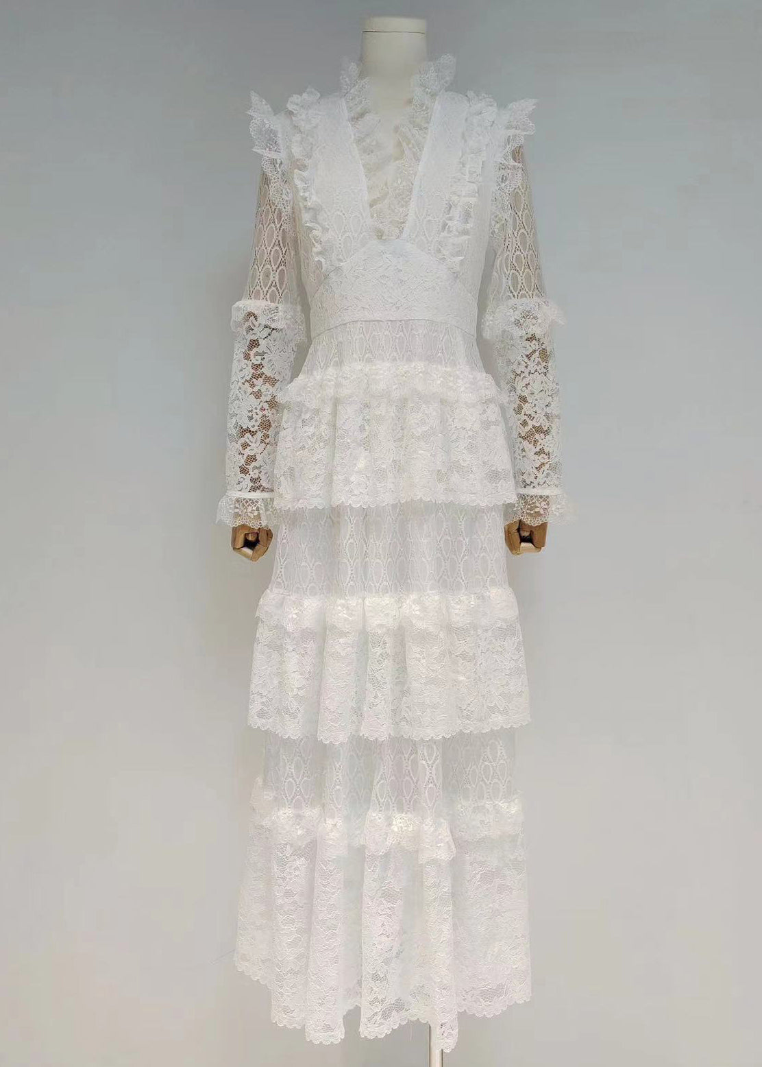Slim Fit Black V Neck Hollow Out Lace Dress Long Sleeve