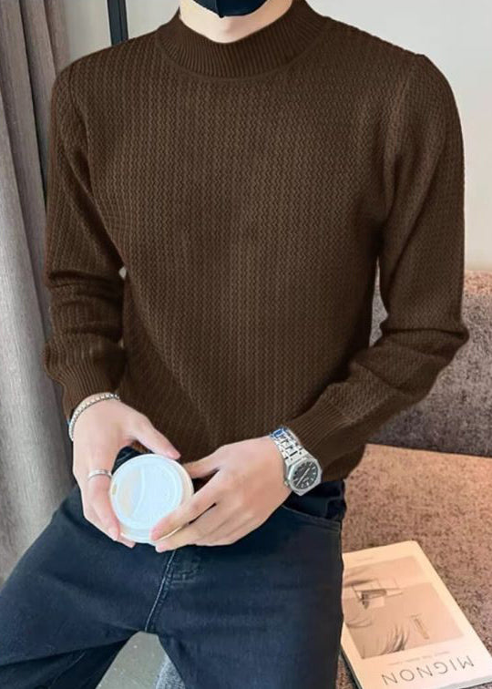 Slim Fit Coffee Cozy Knit Sweater Long Sleeve