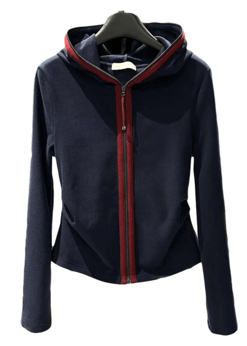 Slim Fit Navy Hooded Zip Up Cotton Coat Spring