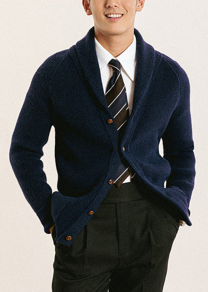 Slim Fit Navy Peter Pan Collar Button Knit Cardigans Spring