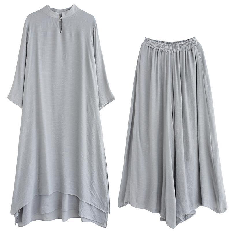 Slim Suit Large Medium Length Dress Wide Leg Pants White Two Piece Suit