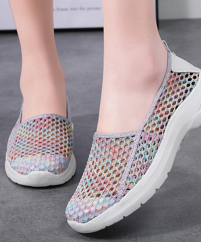 Soft Multicolour Hollow Out Flat Shoes for Knit Fabric
