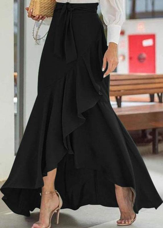 Purple Color High Waist Ruffle High Low Hem Swing Maxi Skirts for