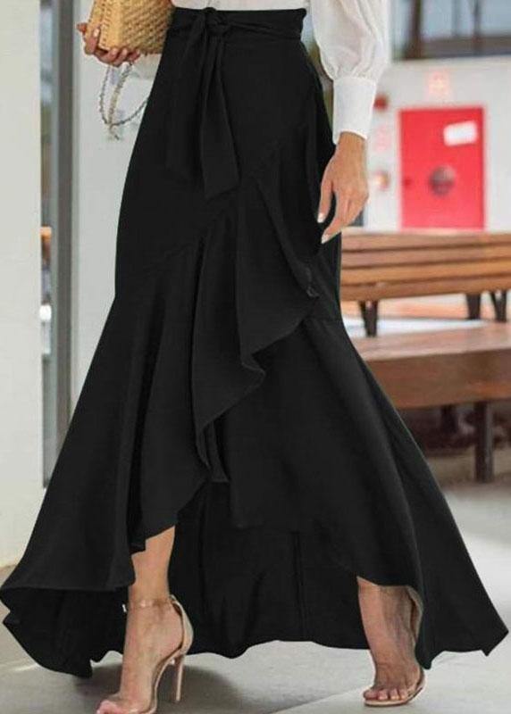 Purple Color High Waist Ruffle High Low Hem Swing Maxi Skirts for