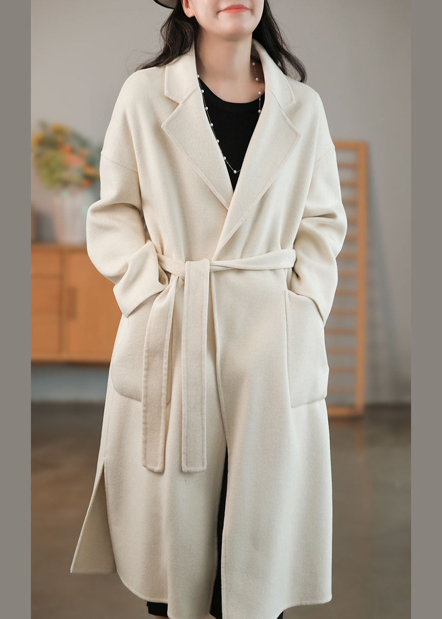 White Fine Woolen Coats Peter Pan Collar Winter
