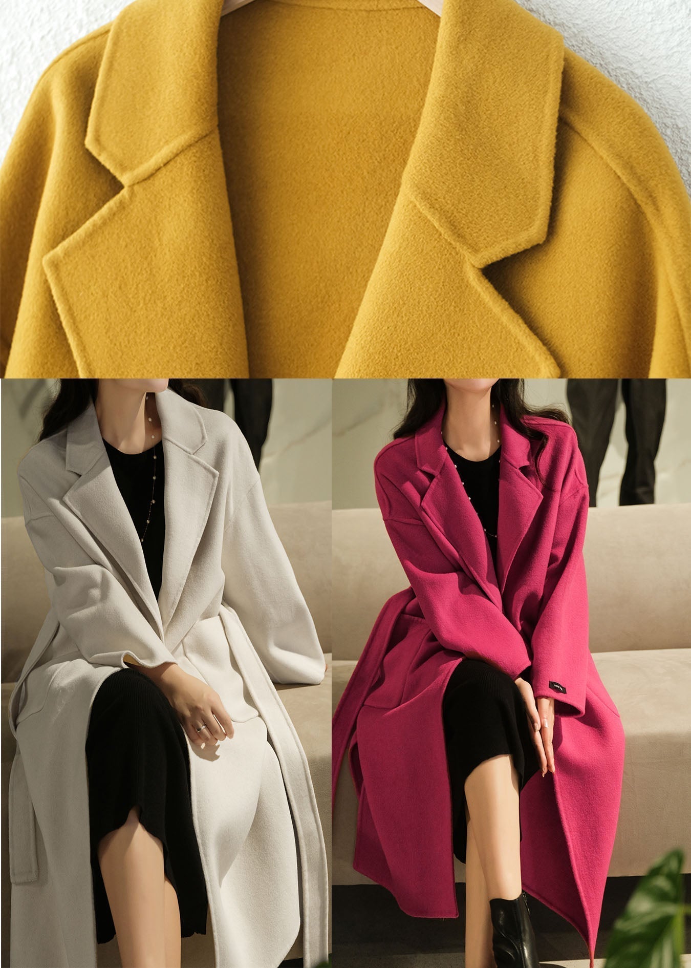 White Fine Woolen Coats Peter Pan Collar Winter