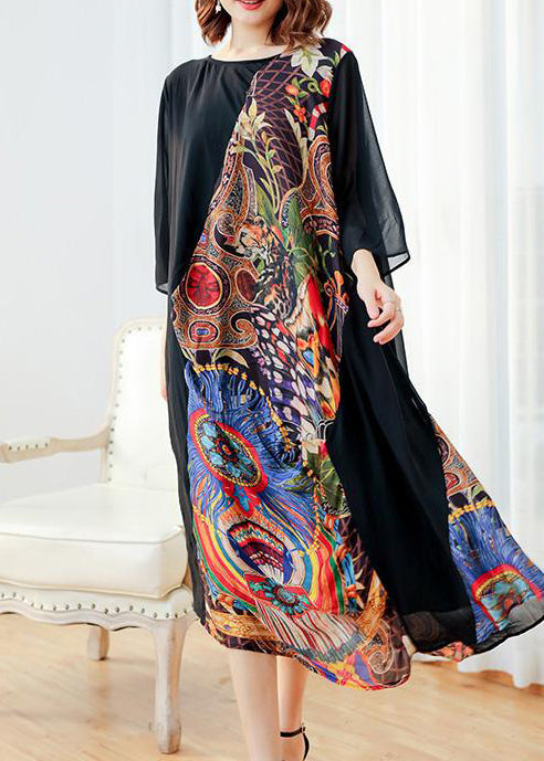Spliced Printing Spring Loose Midi Dress