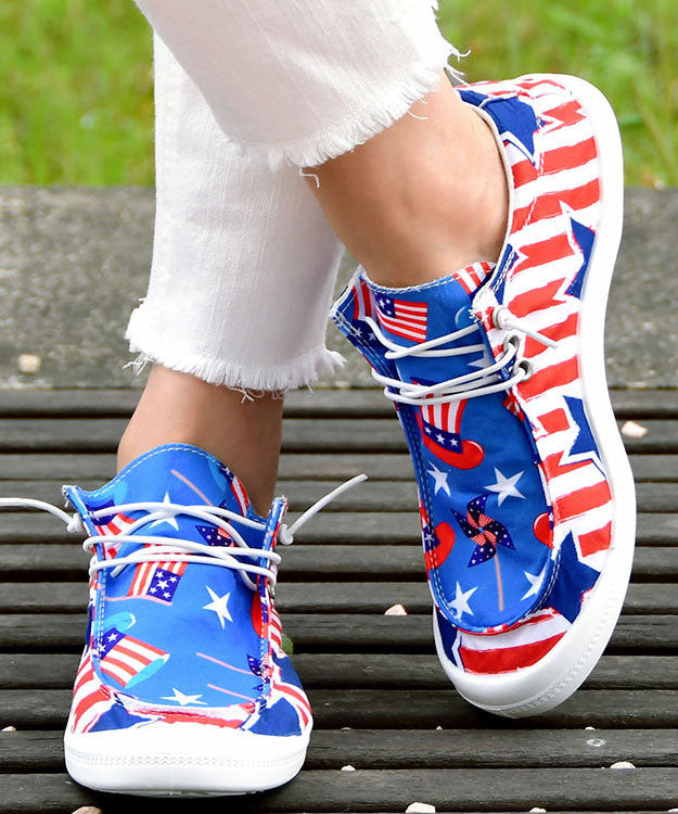 Splicing Red Blue Flat Feet Shoes Cross Strap Flat Shoes for