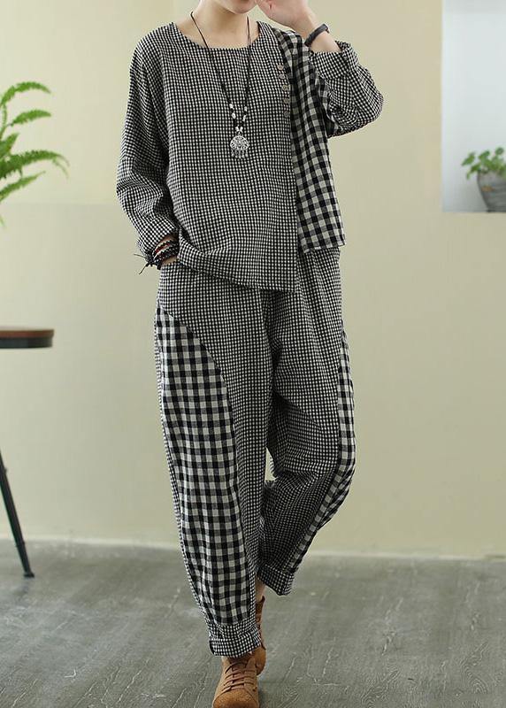 Spring 2025 art Retro Plaid women's splicing casual suit
