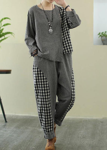 Spring 2025 art Retro Plaid women's splicing casual suit