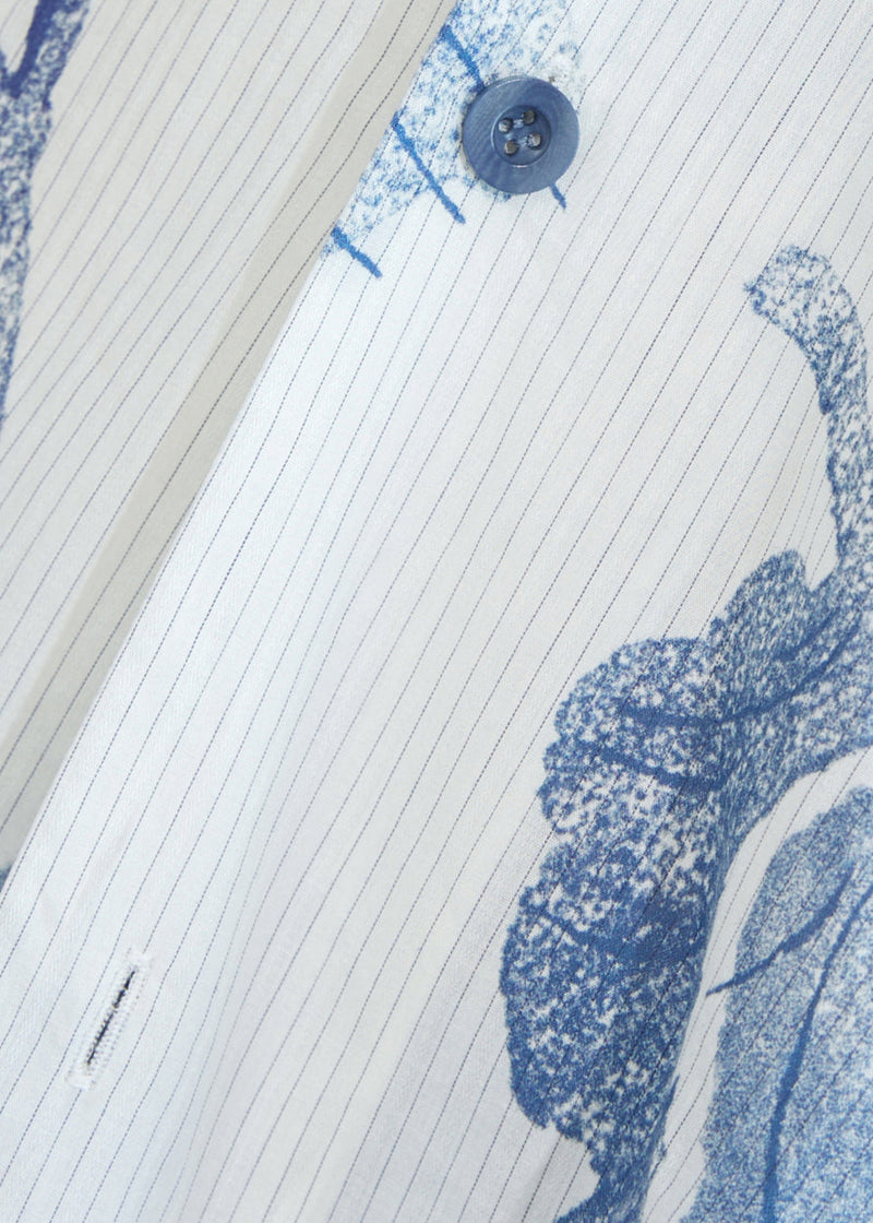 Striped Blue Button Print Cotton Shirts Spring