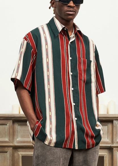 Striped Button Cotton Shirts Peter Pan Collar Summer