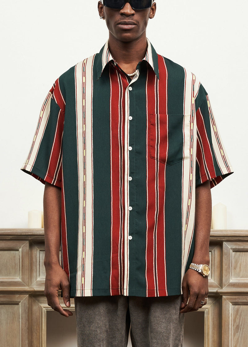 Striped Button Cotton Shirts Peter Pan Collar Summer