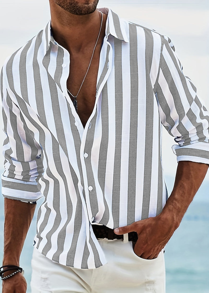 Striped Red Peter Pan Collar Button Cotton Shirts Fall