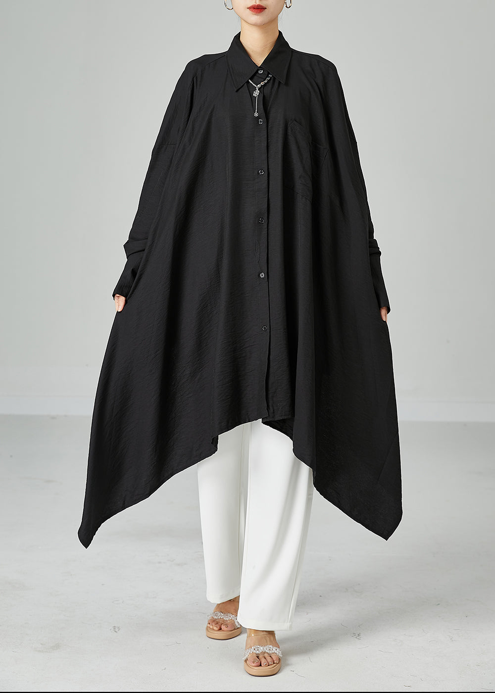 Style Black Asymmetrical Design Oversized Cotton a Line Dresses Summer