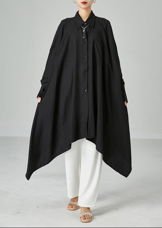 Style Black Asymmetrical Design Oversized Cotton a Line Dresses Summer