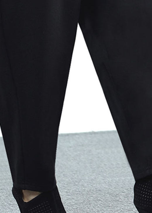 Style Black High Waist Pockets Thick Winter Pants