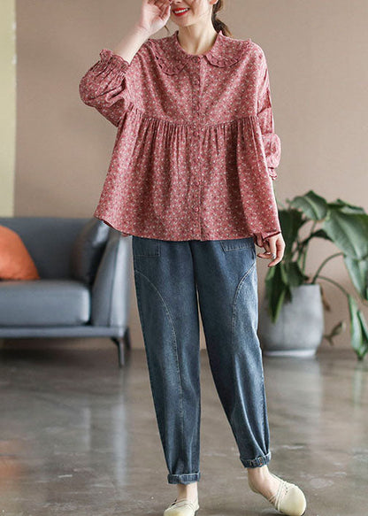 Style Blue Elastic Waist Pockets Cotton Denim Harem Pants Spring