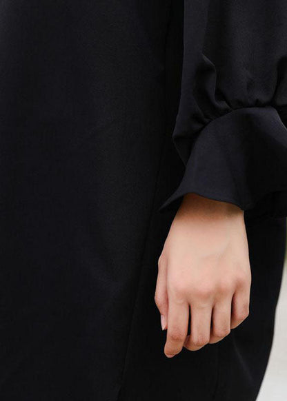 Style Cotton Clothes Pakistani O-neck Slit Black Dress Knee-length