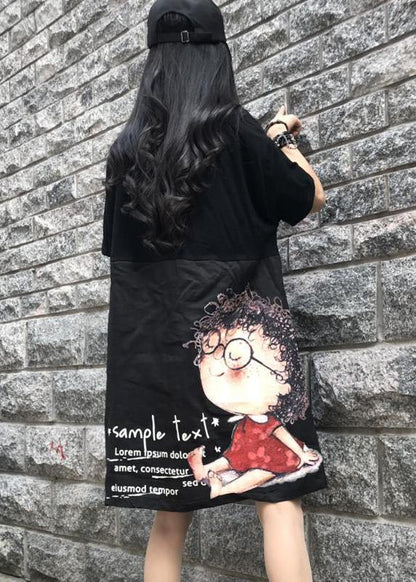 Style Cotton Dresses Spliced Print Short Sleeve Dress