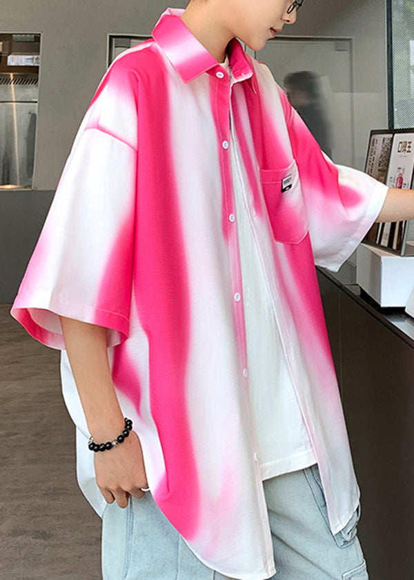 Style Gradient Green Tie Dye Loose Shirts Summer