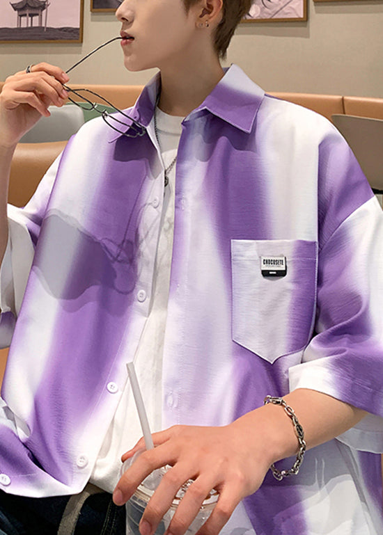 Style Gradient Green Tie Dye Loose Shirts Summer