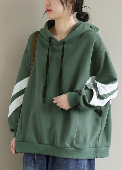 Style Green Blouse Hooded Cinched Spring Shirt