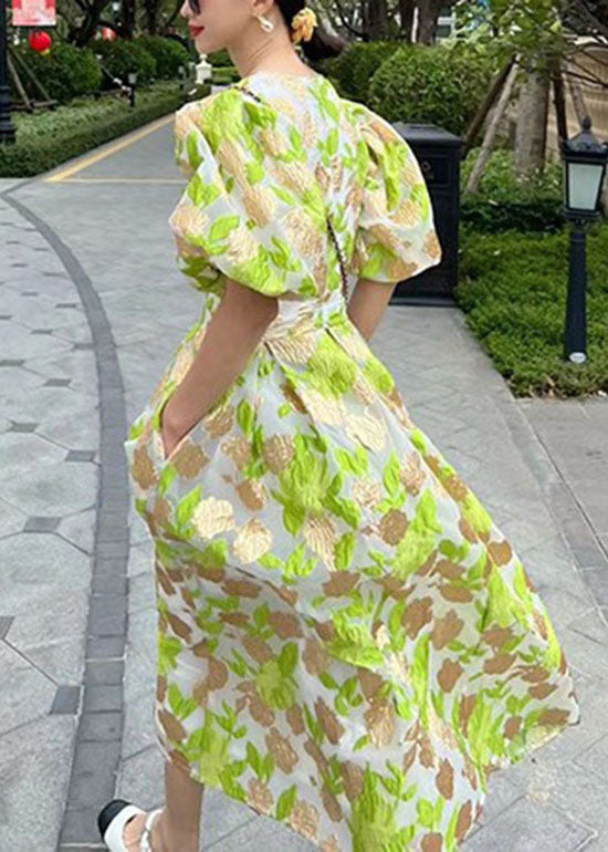 Style Green O-neck Embroidered Flattering Tulle Maxi Dress Summer
