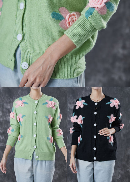 Style Green Stereoscopic Cozy Knit Cardigan Spring