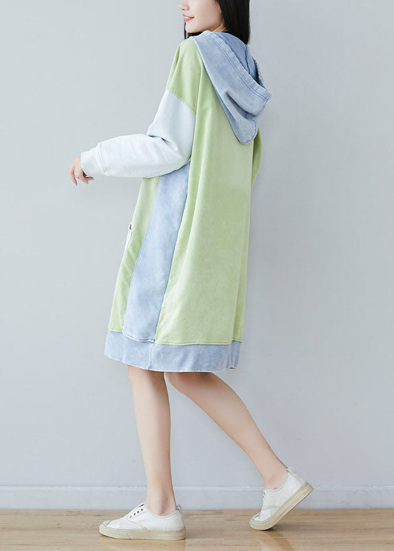 Style Green Pockets Pullover Sweatshirt Dresses Spring