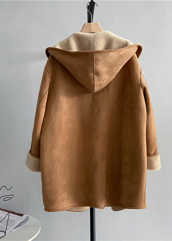 Style Khaki Wear on Both Sides Woolen Hoodies Outwear Winter