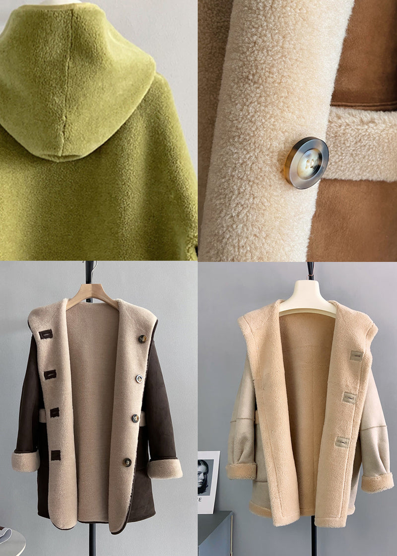 Style Khaki Wear on Both Sides Woolen Hoodies Outwear Winter