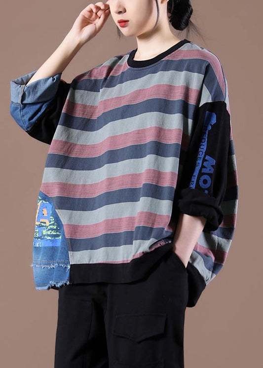 Style Patchwork Spring Shirts Black Women Tops