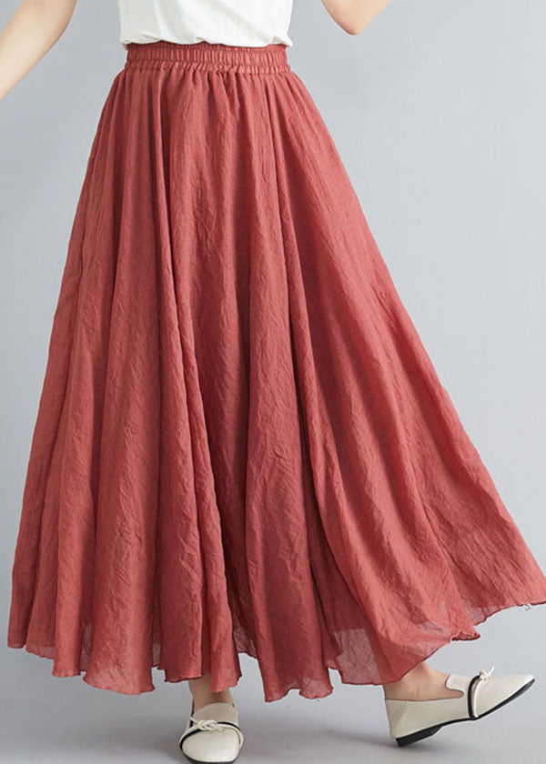 Style Colored Spots Elastic Waist Exra Large Hem Cotton Linen a Line Skirts Summer