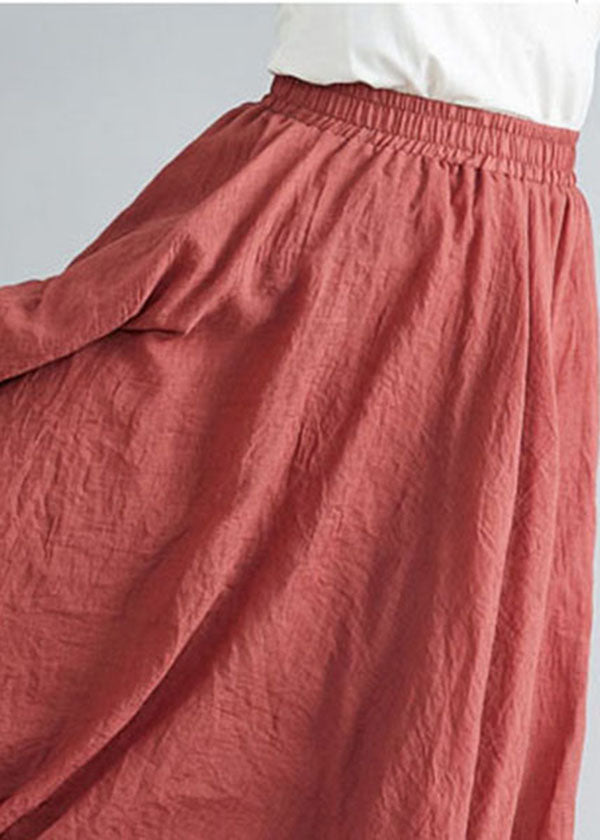 Style Colored Spots Elastic Waist Exra Large Hem Cotton Linen a Line Skirts Summer