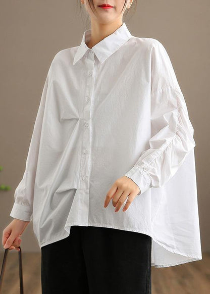 Style White Clothes For Women Lapel Button Down Midi Spring Blouses