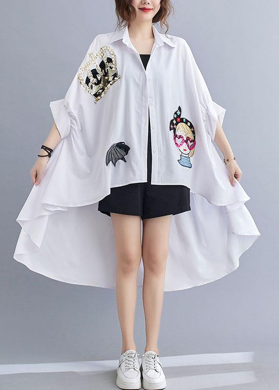 Style White Nail Bead Sequins Button Summer Top