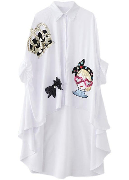 Style White Nail Bead Sequins Button Summer Top