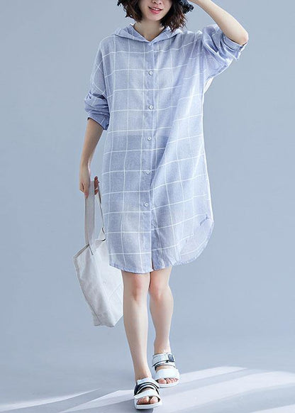 Style blue sunscreen cotton clothes For Women hooded Art summer top