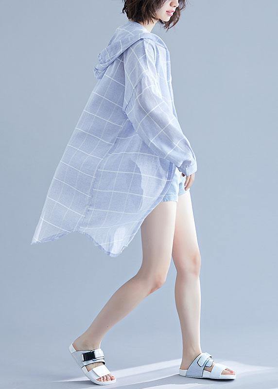 Style Blue Sunscreen Cotton Clothes for Hooded Art Summer Top