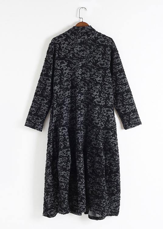 Style Burgundy Jacquard Fine Clothes Pattern Asymmetric Coats