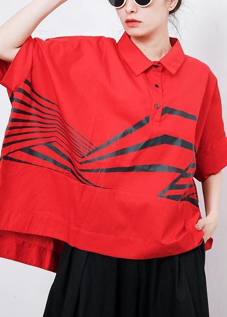 Style Cotton for T-shirt Pakistani Irregular Stripes High Low Hem Tops
