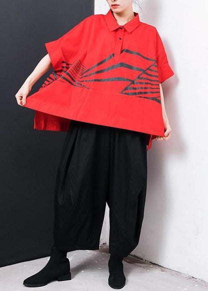 Style Cotton for T-shirt Pakistani Irregular Stripes High Low Hem Tops